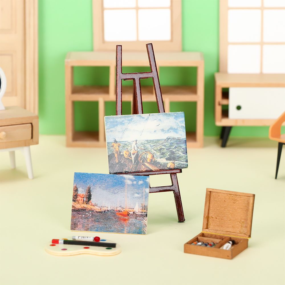 ドールハウス家具ミニチュアイーゼル木製ボックス、製図板、ペイ - Paint Model Kit のレビューと価格