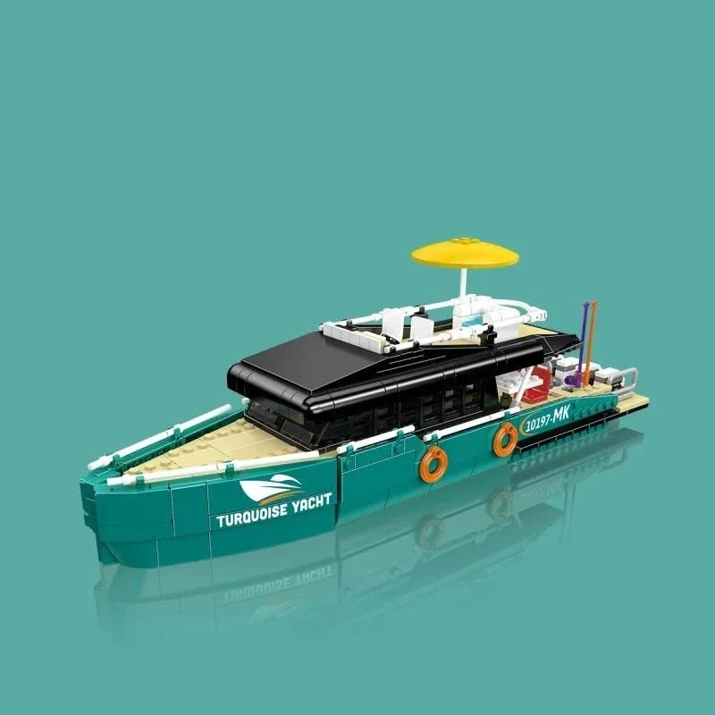 ターコイズブルーの高級ヨット組み立てブロックセット、Moul - Model Kit Yacht のレビューと価格